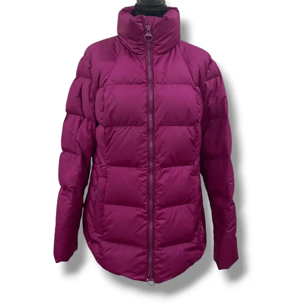 Athleta Fuschia Puffer Feather Down Coat Downtown Jacket Coat Size L 599479